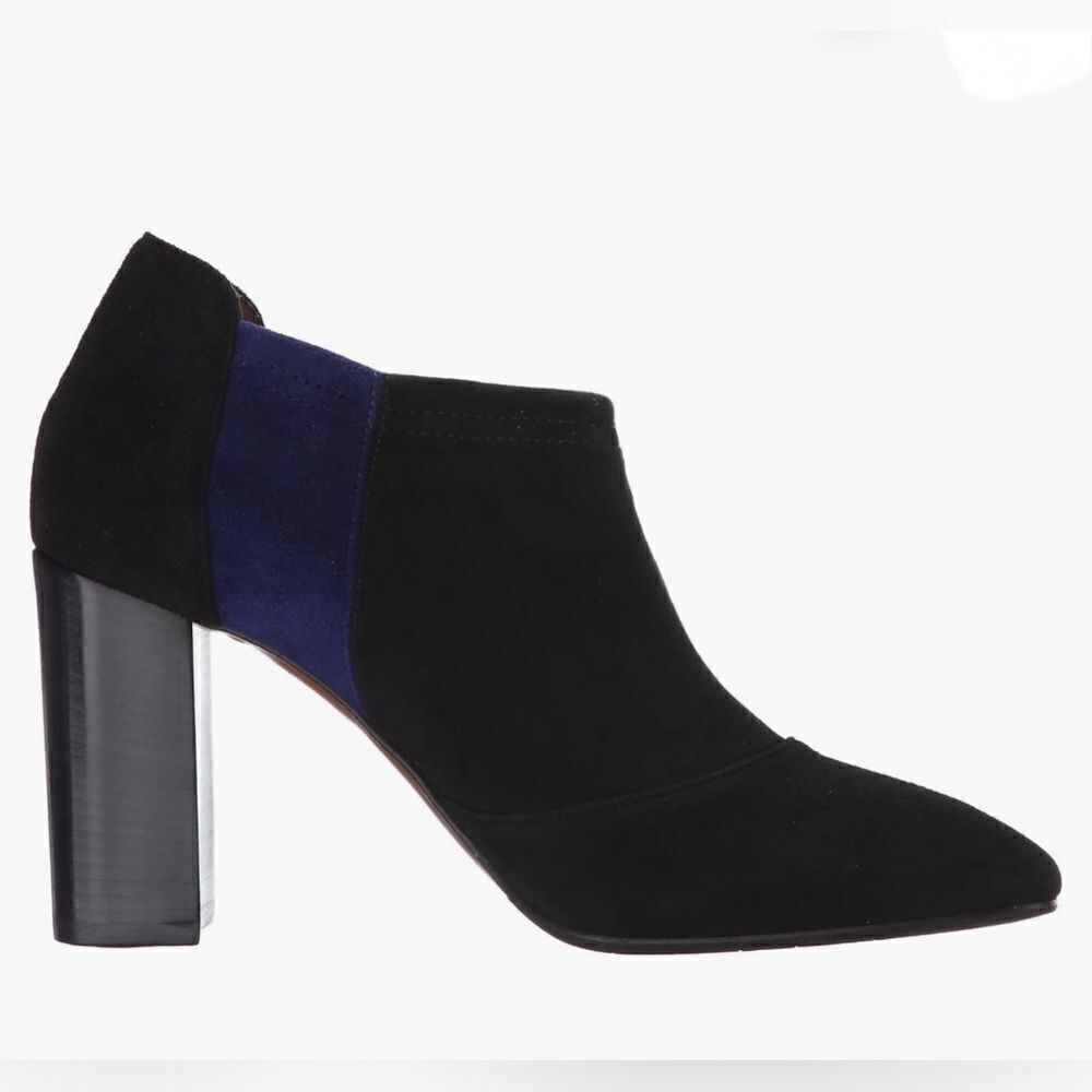 Aquatalia Vale Stretch Slip On Black/Blue Suede Women’s Ankle Booties Sz 10.5